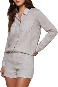Isla Linen Shirt in Light Pewter