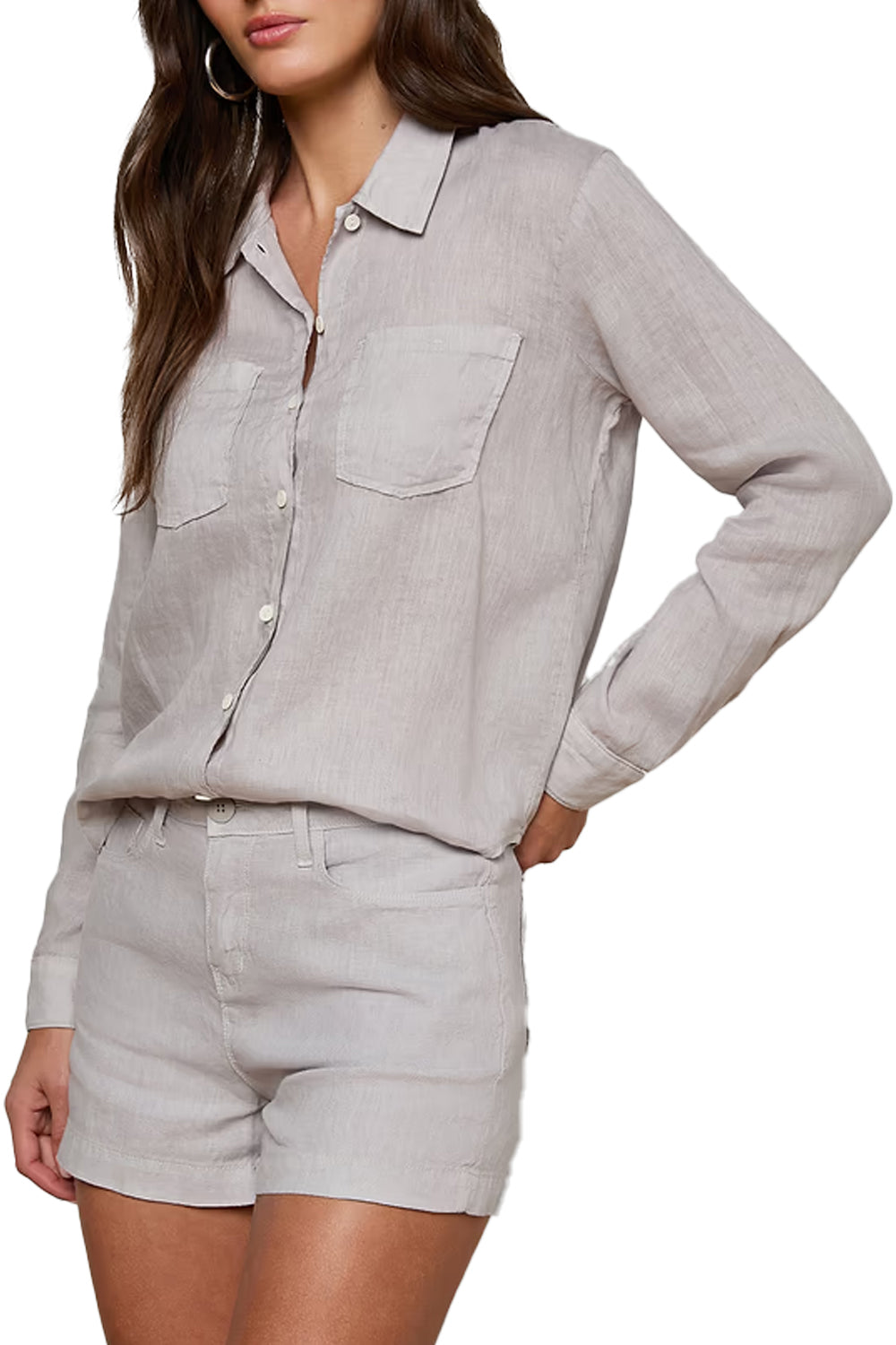 Isla Linen Shirt in Light Pewter