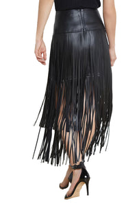 Karolina Fringe Skirt in Black