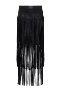 Karolina Fringe Skirt in Black