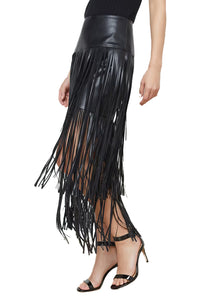 Karolina Fringe Skirt in Black