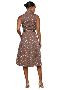 Kylo Shirt Dress in Cardamom Ecru Polka Dot