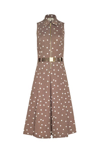 Kylo Shirt Dress in Cardamom Ecru Polka Dot