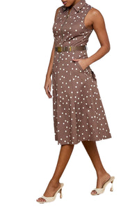 Kylo Shirt Dress in Cardamom Ecru Polka Dot