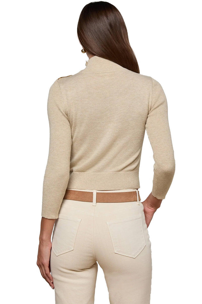 Kamdyn Mock-Neck Top in Warm Sand Gold