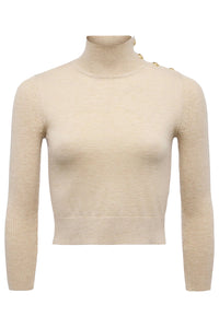 Kamdyn Mock-Neck Top in Warm Sand Gold