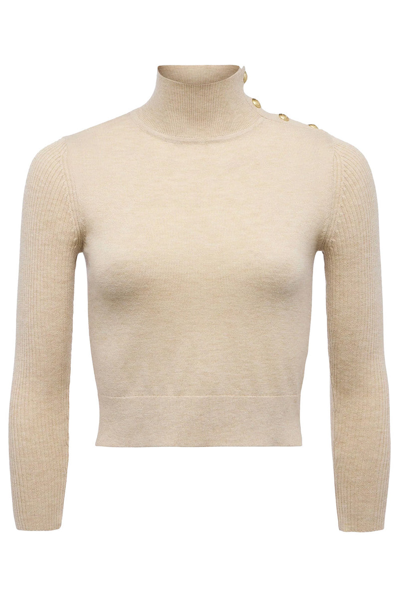 Kamdyn Mock-Neck Top in Warm Sand Gold