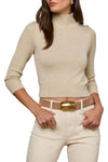 Kamdyn Mock-Neck Top in Warm Sand Gold