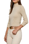 Kamdyn Mock-Neck Top in Warm Sand Gold
