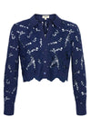 Seychelle Lace Cropped Blouse in Navy