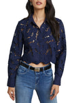 Seychelle Lace Cropped Blouse in Navy