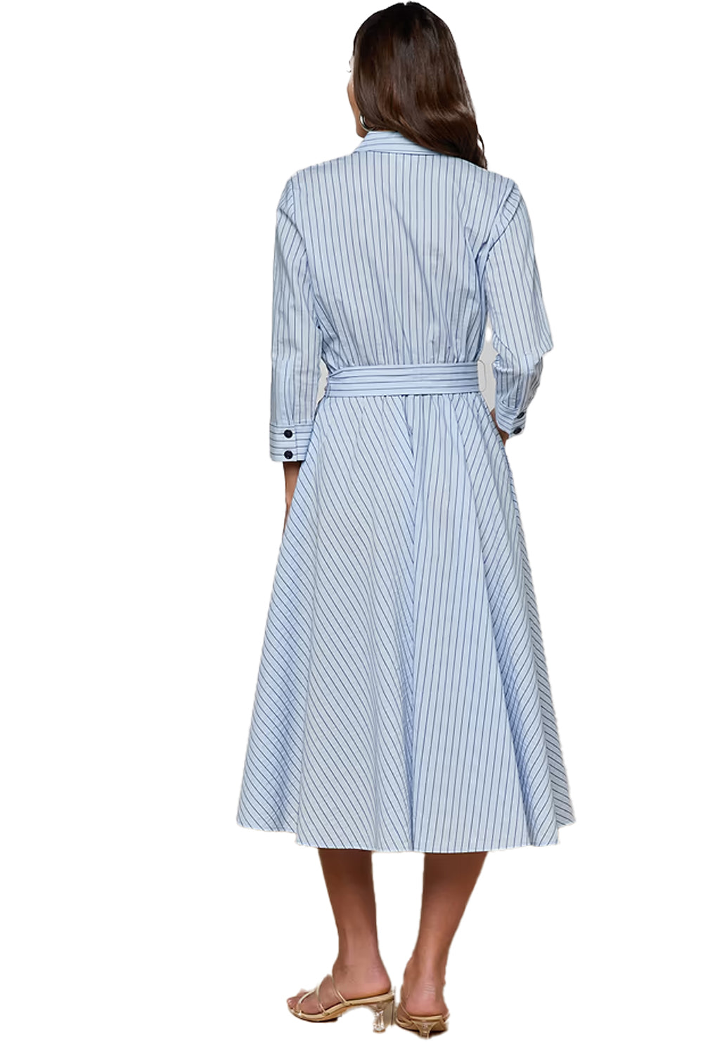 Ralphie Midi Dress in Light Blue Dark Blue Stripe
