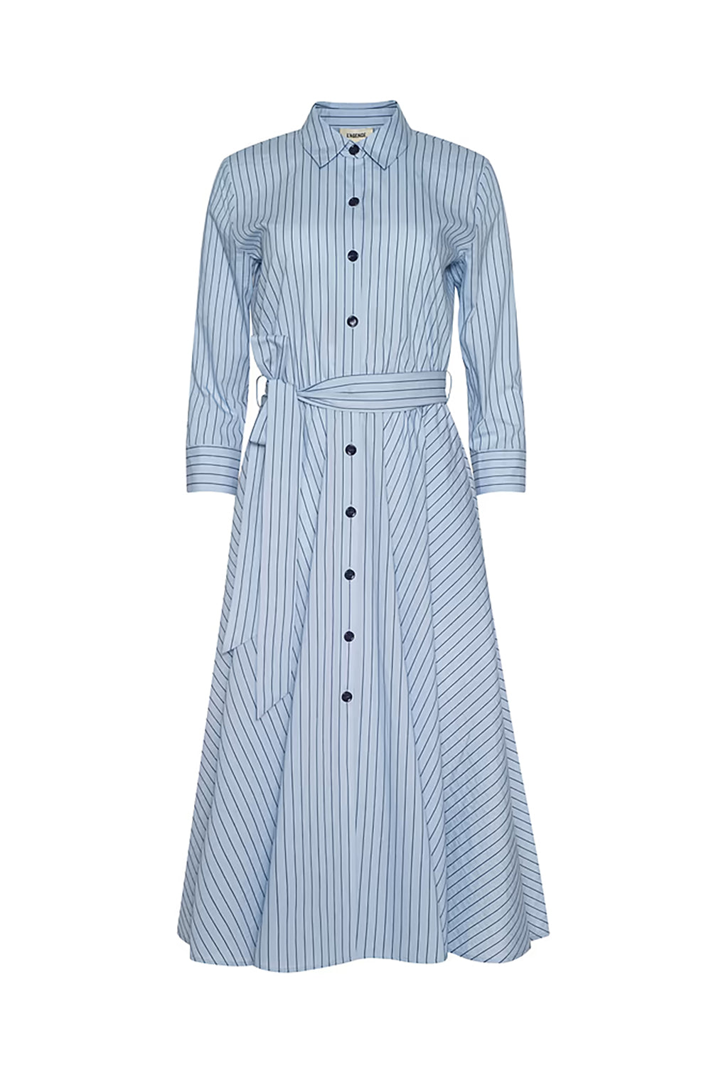 Ralphie Midi Dress in Light Blue Dark Blue Stripe