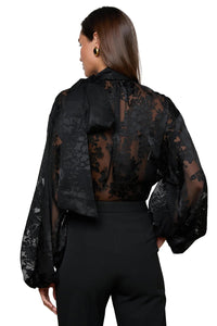 Rhett Burnout Satin Blouse in Black