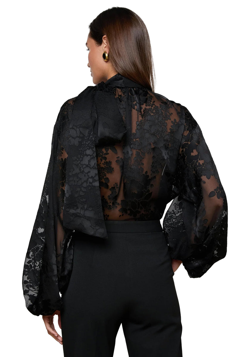 Rhett Burnout Satin Blouse in Black