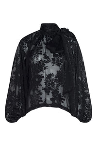 Rhett Burnout Satin Blouse in Black