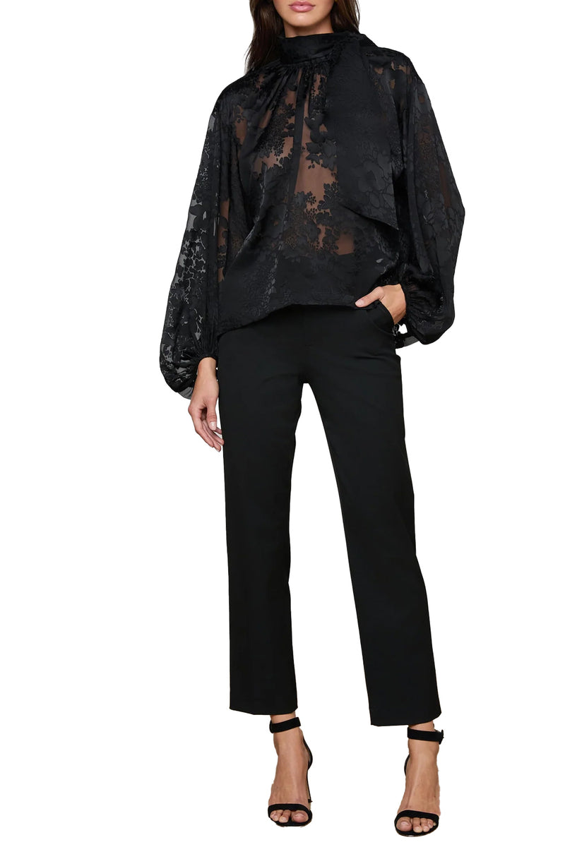 Rhett Burnout Satin Blouse in Black