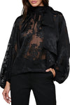 Rhett Burnout Satin Blouse in Black
