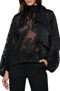 Rhett Burnout Satin Blouse in Black