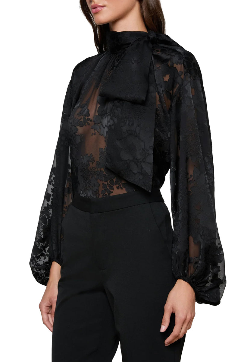 Rhett Burnout Satin Blouse in Black