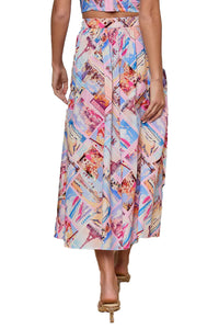 Seina Poplin Midi Skirt in Light Pink Multi