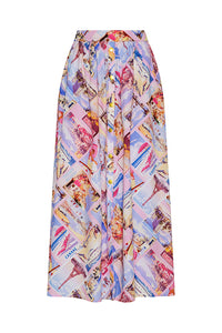 Seina Poplin Midi Skirt in Light Pink Multi