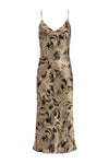 Seridie Silk Slip Dress in Gold Multi Textured Paisley