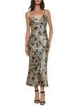 Seridie Silk Slip Dress in Gold Multi Textured Paisley