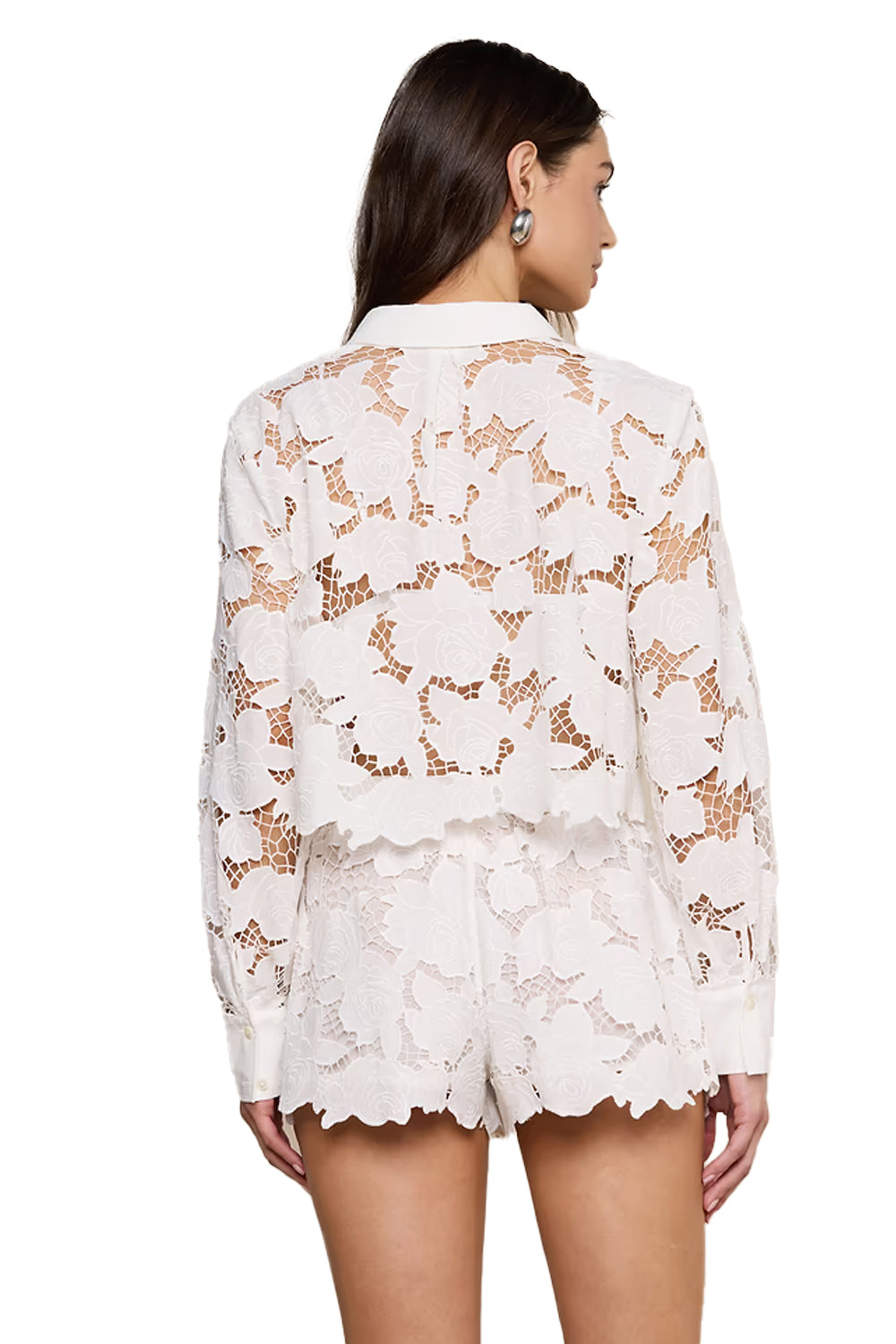 Seychelle Lace Cropped Blouse in Ivory