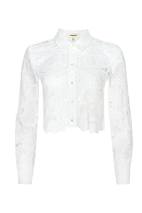 Seychelle Lace Cropped Blouse in Ivory