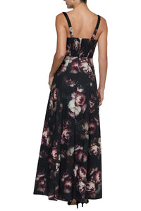 Sutton Beaded Strap Maxi Dress in Mauve Large Distressed Rose