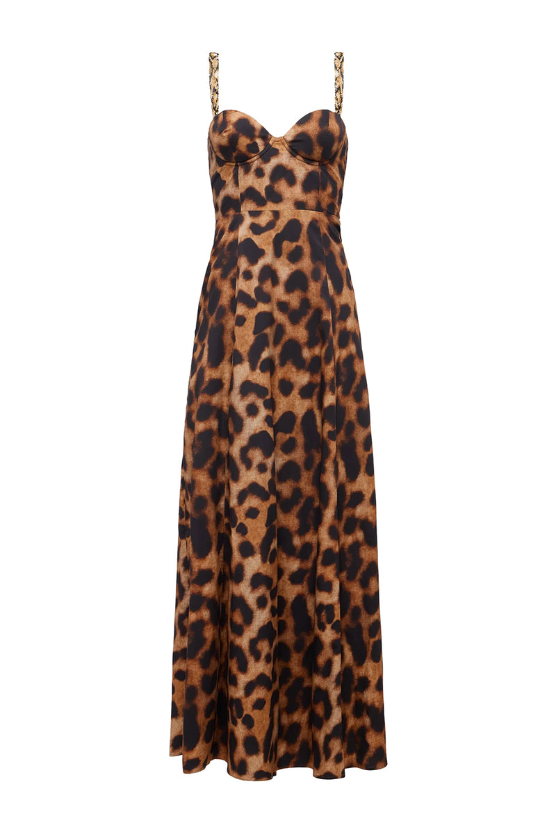 Sutton Dress in Tan Black Leopard