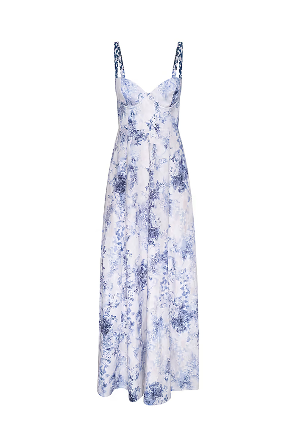 Sutton Beaded Strap Gown in Ivory Blue Watercolor