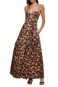 Sutton Dress in Tan Black Leopard