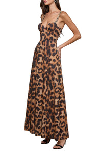 Sutton Dress in Tan Black Leopard