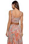 Rasha Mesh Paisley Tank in Orange Light Blue Traditional Paisley