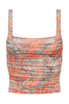 Rasha Mesh Paisley Tank in Orange Light Blue Traditional Paisley
