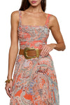 Rasha Mesh Paisley Tank in Orange Light Blue Traditional Paisley