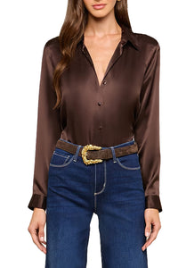 Tyler Long Sleeve Blouse in Dark Java