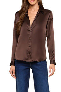 Tyler Long Sleeve Blouse in Dark Java