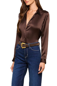 Tyler Long Sleeve Blouse in Dark Java