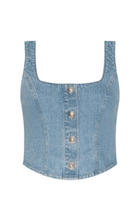Saga Denim Top in Olivera