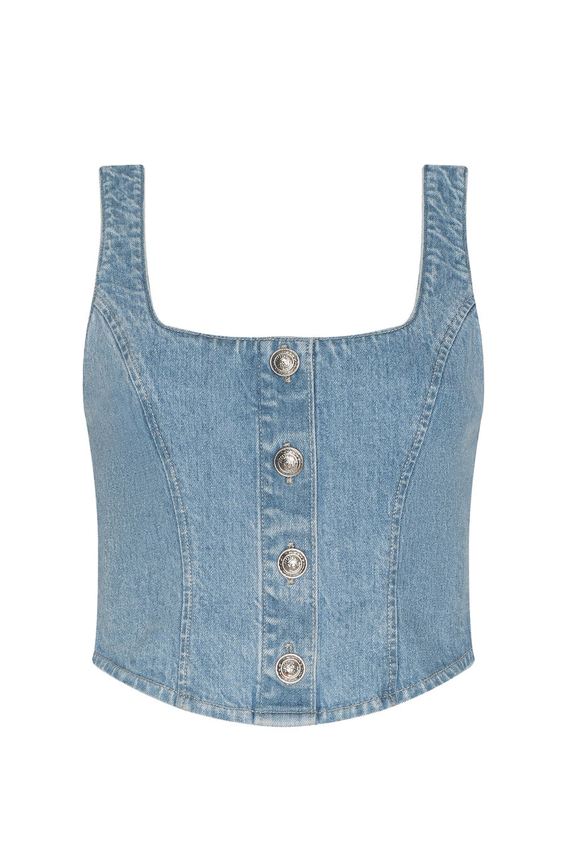Saga Denim Top in Olivera
