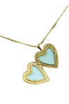 14K Gold Filled Box Chain with Puffy Heart Locket Pendant