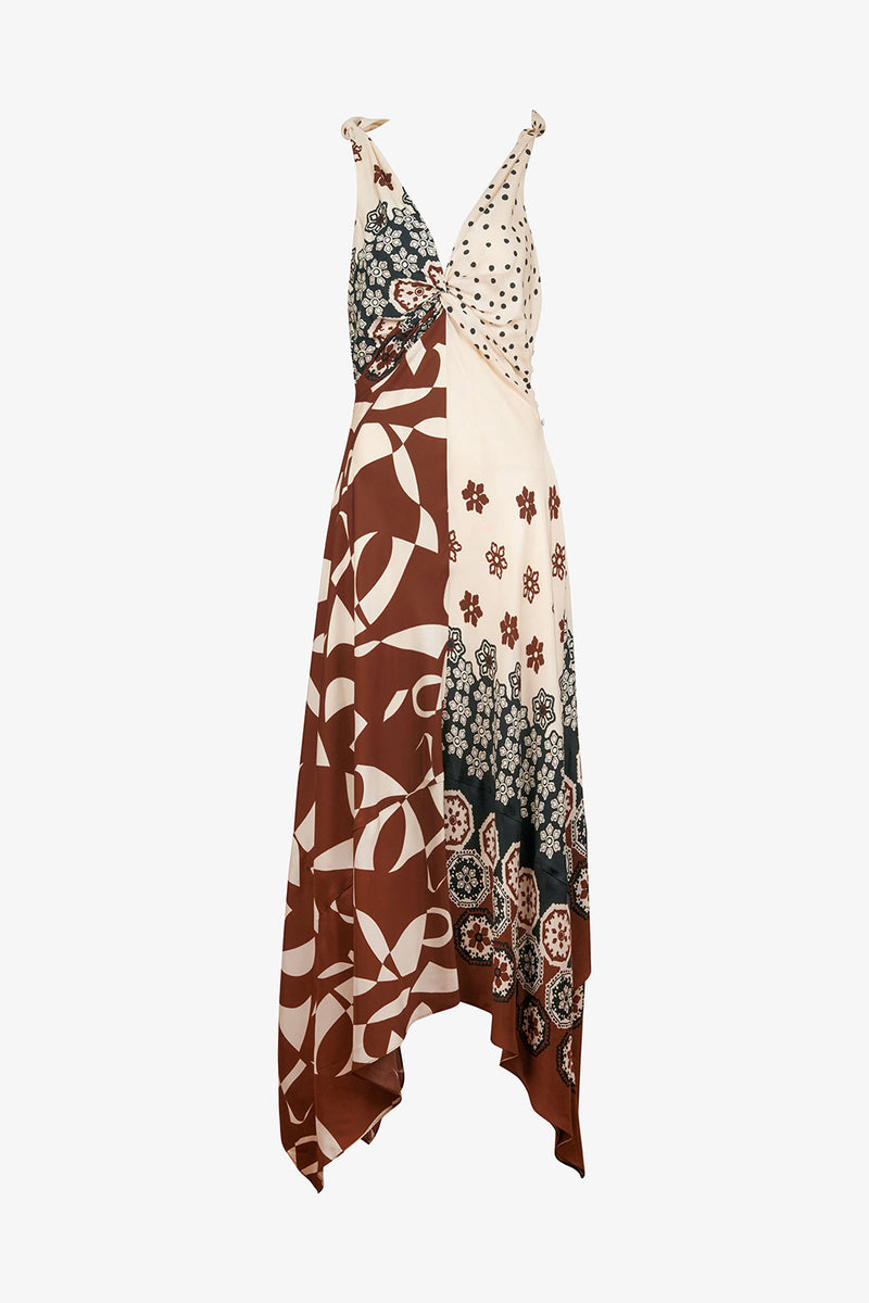 Mabel Dress in Cream Deep Clay Multi