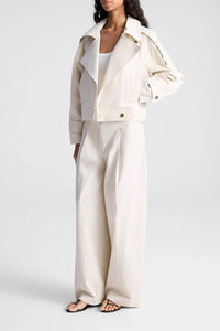 Miles Cropped Trench Jacket in Light Limestone