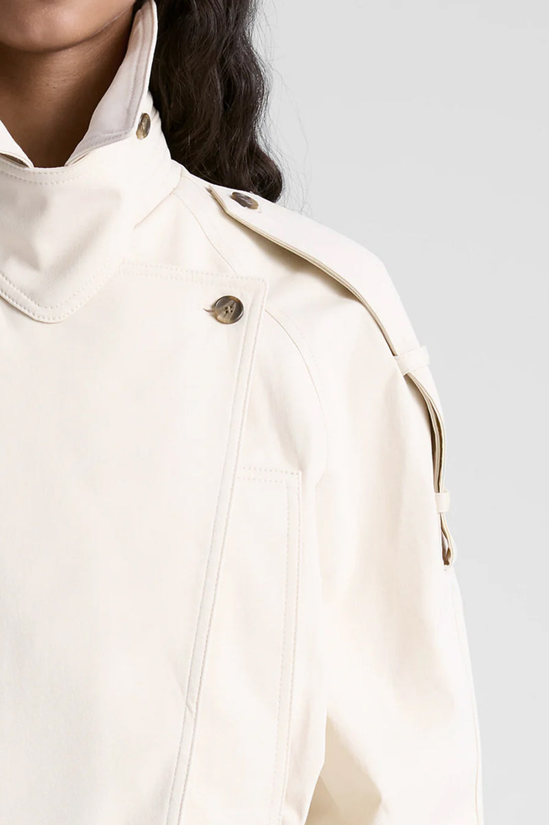 Miles Cropped Trench Jacket in Light Limestone