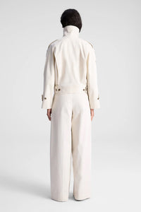 Miles Cropped Trench Jacket in Light Limestone