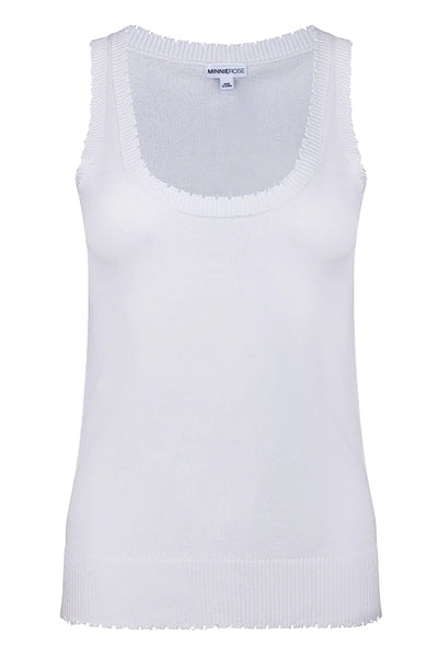 Cotton Cashmere Frayed Scoop Tank