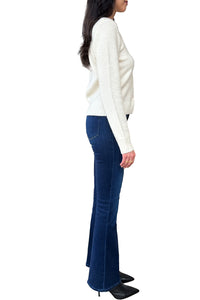 Sparkle Cashmere Crew Neck Cardigan in White